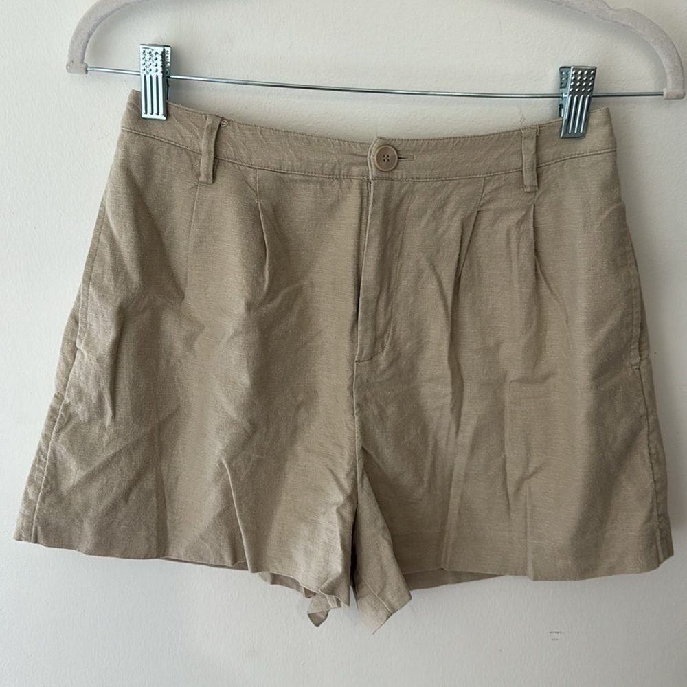 Open Edit Linen Blend Pleated Shorts Size 2